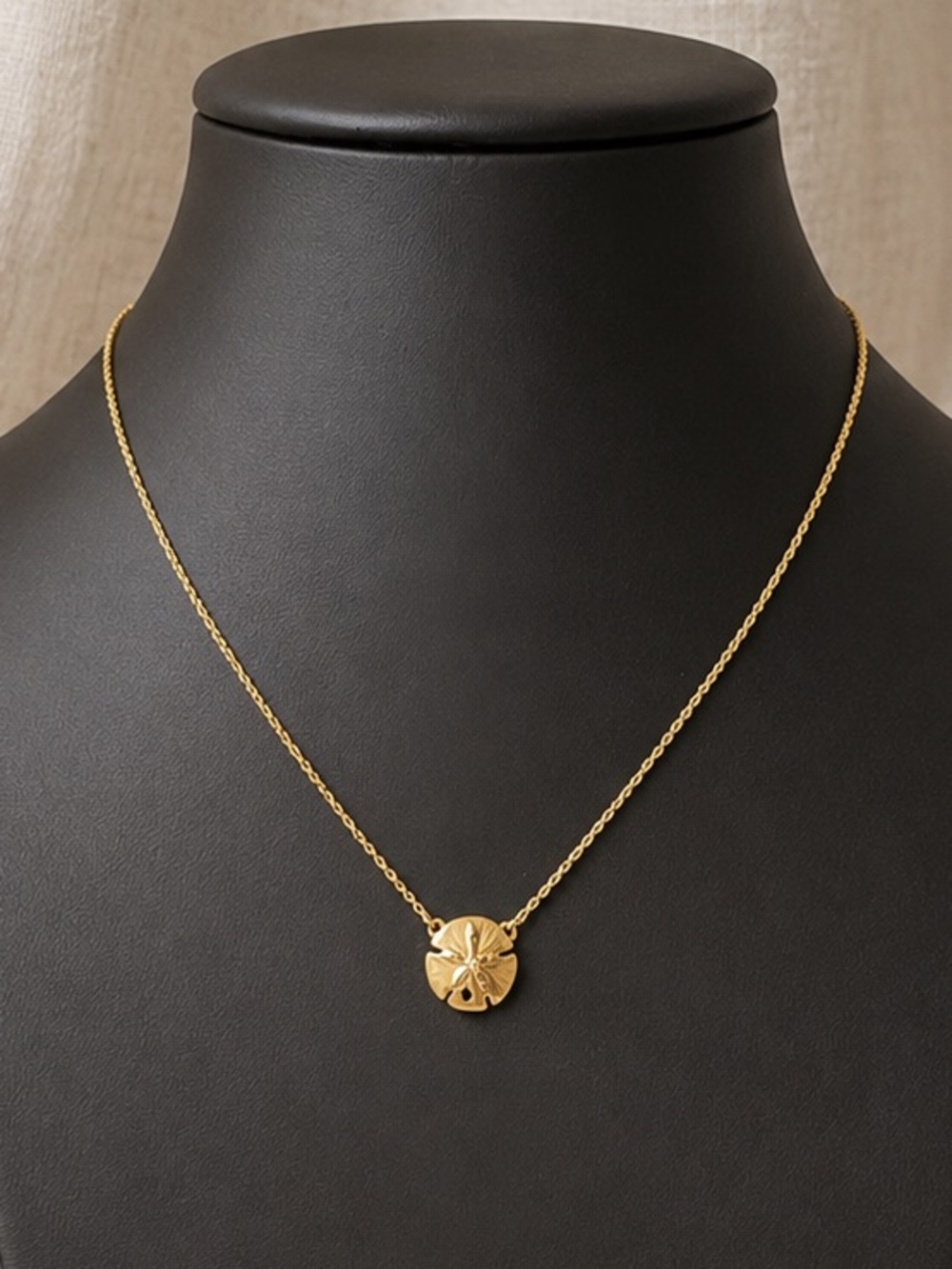 Signed Gold Plated Sand Dollar CZ Choker Necklace | Coastal Beach Dainty Gift